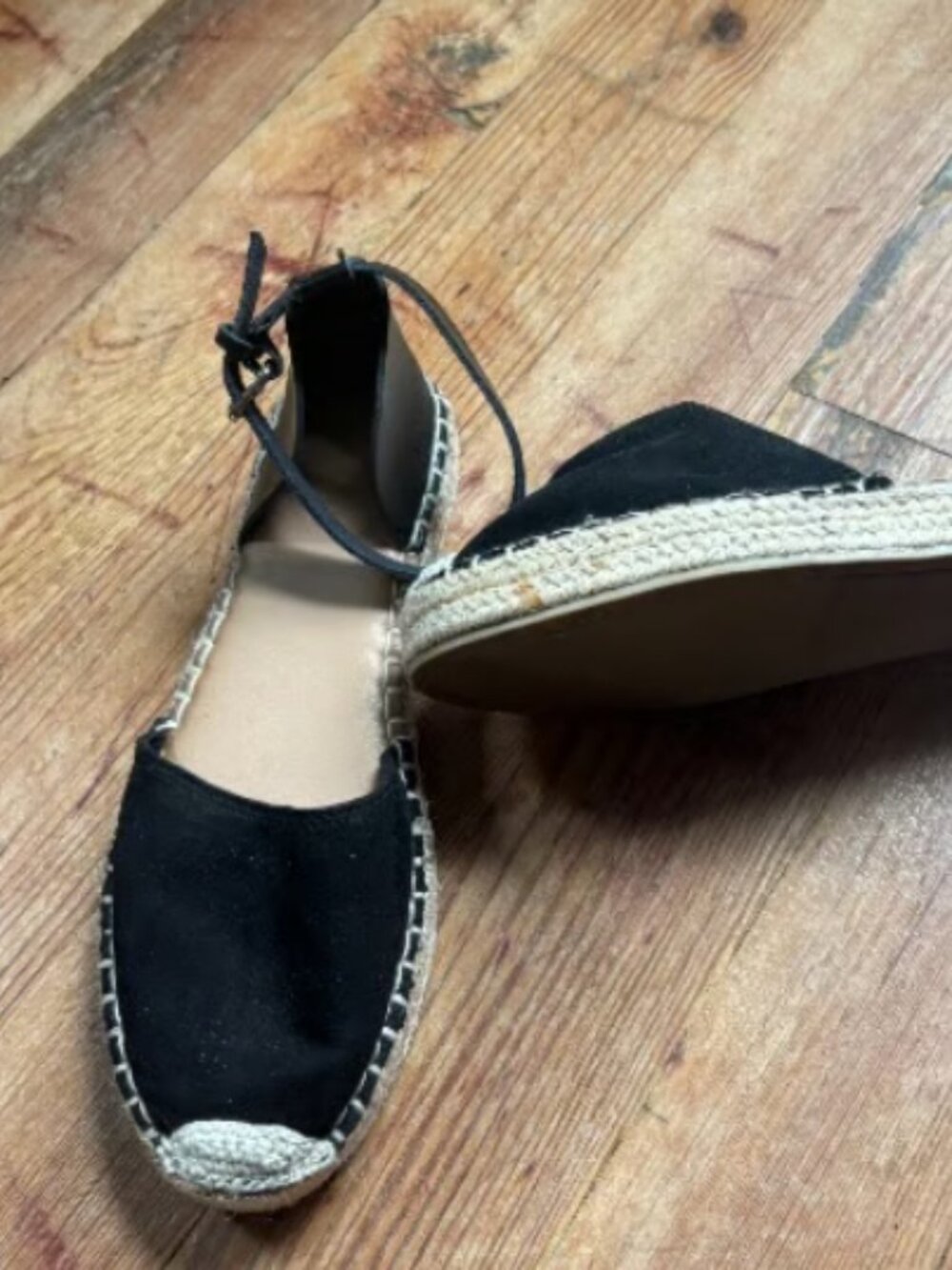 Old Navy Black Espadrille Flats with Ankle Strap